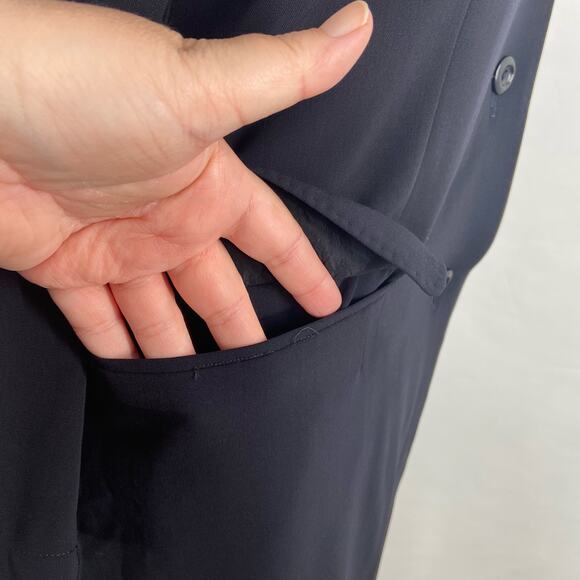 MaxMara Longline Coat Navy Blue Wool Blazer Classic Career Minimalist Size 12 - Picture 4 of 16